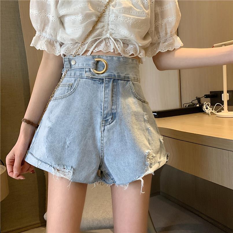 

2111 korean version of women shorts the high waisted slim design, wearing wide leg outside hole, White;black