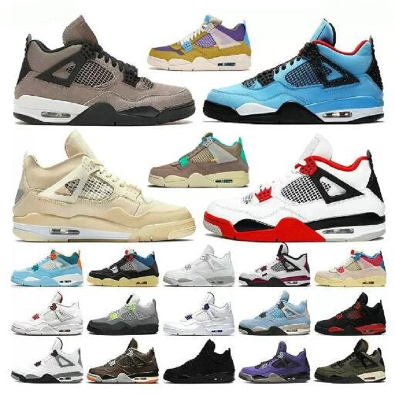 

4 Oreo White Cement Bred Sail University Blue Basketball Shoes Men 4s Fire Red Infrared Wild Things Thunder Black Cat Pure Money Lightning Guava Ice Metallic Sneakers, # 10
