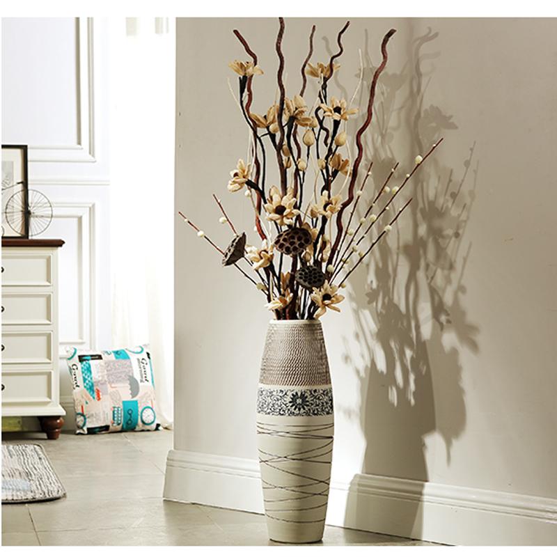 

Decorative Objects & Figurines YILUNXI Living Room Floor Large Vase Ceramic Modern Minimalist Home Hall American Simulation Flower Decoratio