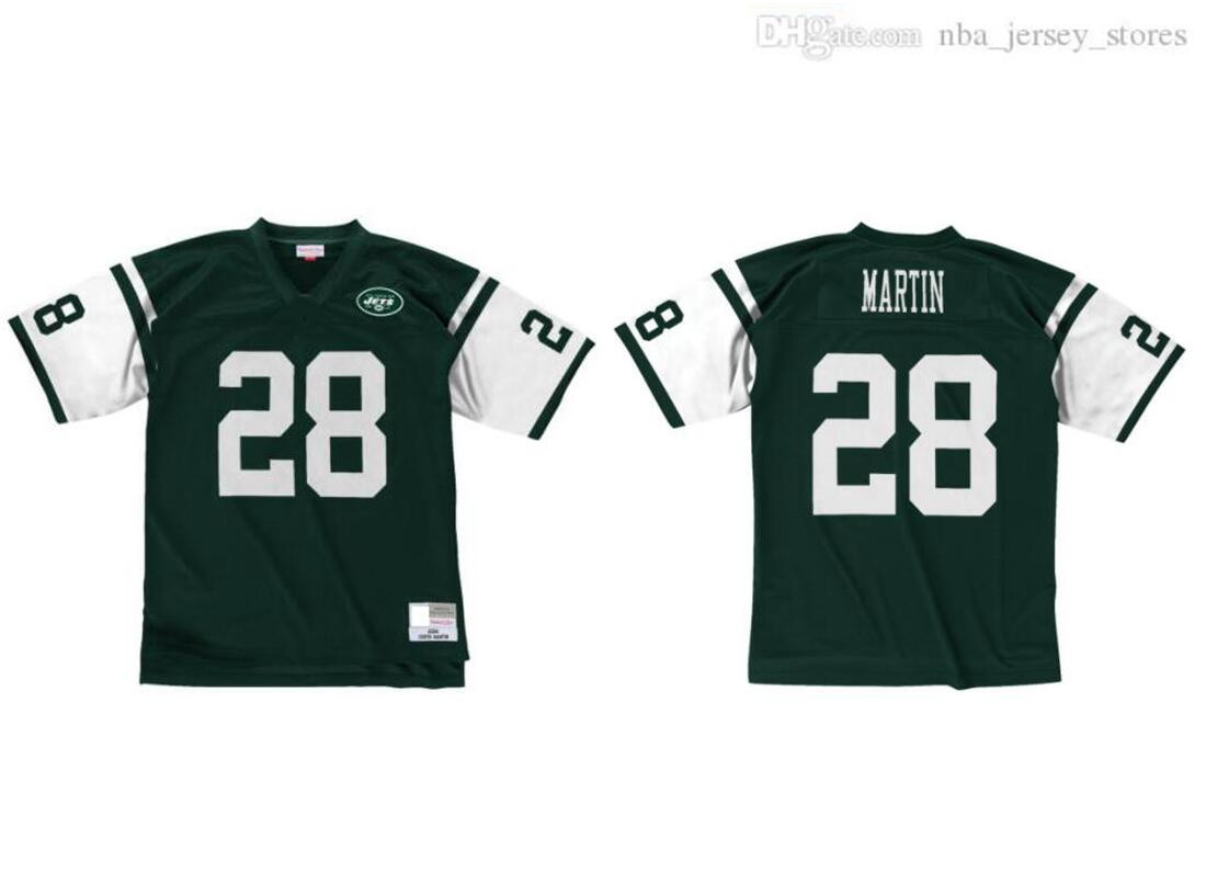 

Stitched football Jersey 28 Curtis Martin 2004 Mitchell & Ness retro Rugby jerseys, Black;red