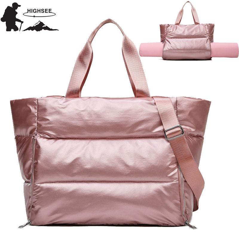 

2021 Gym Bag Women Fitness Yoga Mat Bag Waterproof Outdoor Travel Handbag Sport Training With Shoes Compartment