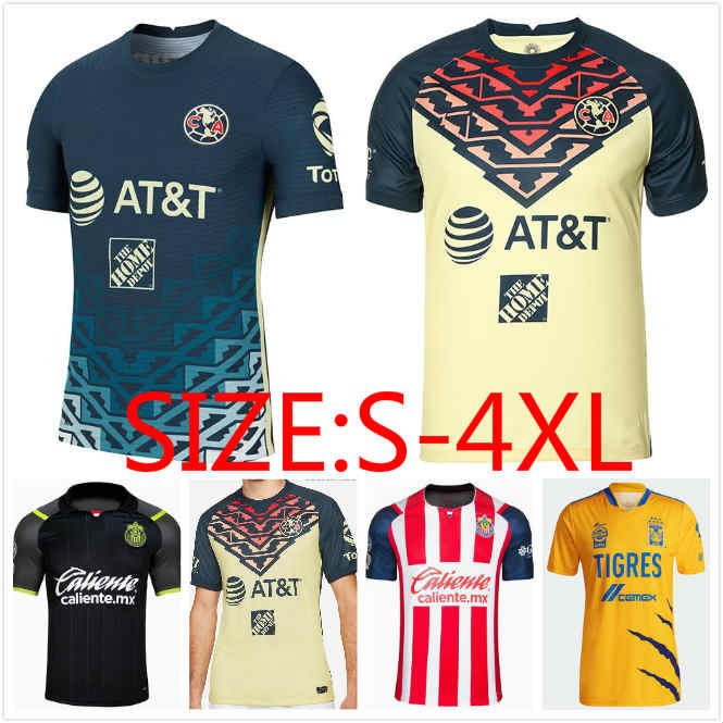 

Size S-4XL liga mx 21 22 Club America Soccer Jerseys leon third 2021 2022 mexico Tijuana Tigres UNAM Chivas Guadalajara men Football Shirts, Black