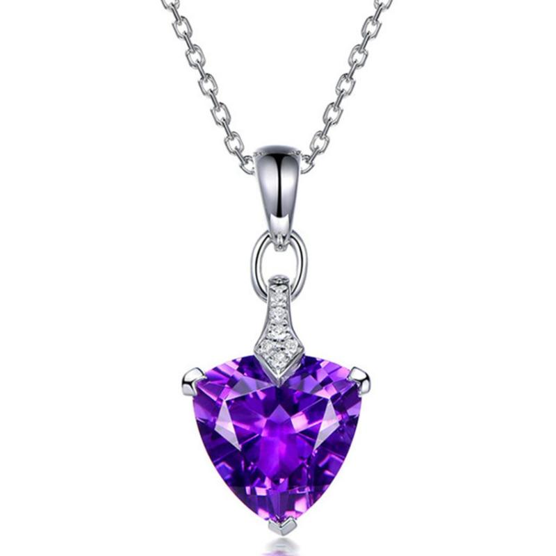 

Pendant Necklaces FYSL Silver Plated Geometric Shape Amethysts Stone Link Chain Necklace Yellow Citrines Crystal Jewelry