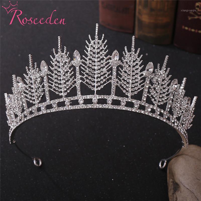 

Hair Clips & Barrettes Feather Princess Tiara Wedding Bridal Crown Rhinestone Pageant For Brides Jewelry RE4019, Golden;silver