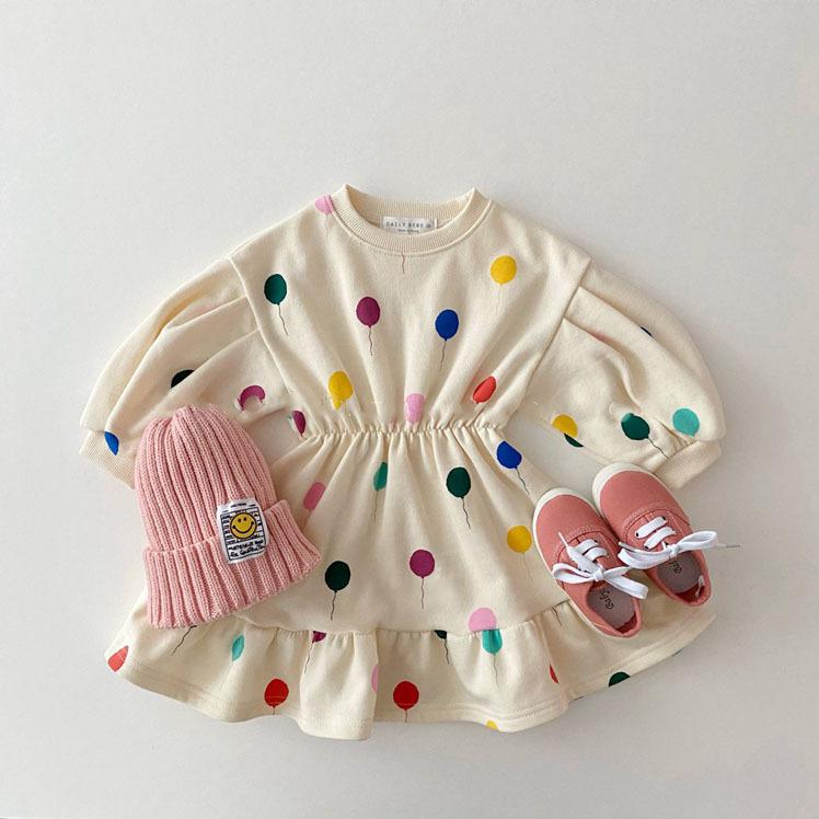 

Children Clothes Spring Autumn 2021 Baby Boy Clothing Set Korean Girl Dress Lovely Balloon Print Twins Outfit Sets