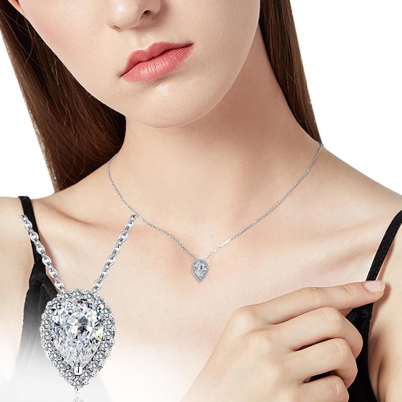 

Chains 2021 Special Offer Fashion Classic Water Drop Shaped Full Diamond Love Necklacfashion Hollow Carving, Silver