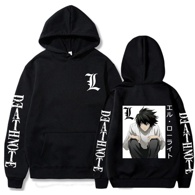 

Men's Hoodies & Sweatshirts L·Lawliet Cartoon Japan Ainme Sweatshirt Women Kawaii Manga Death Note Harajuku Winter Oversized Men, Black