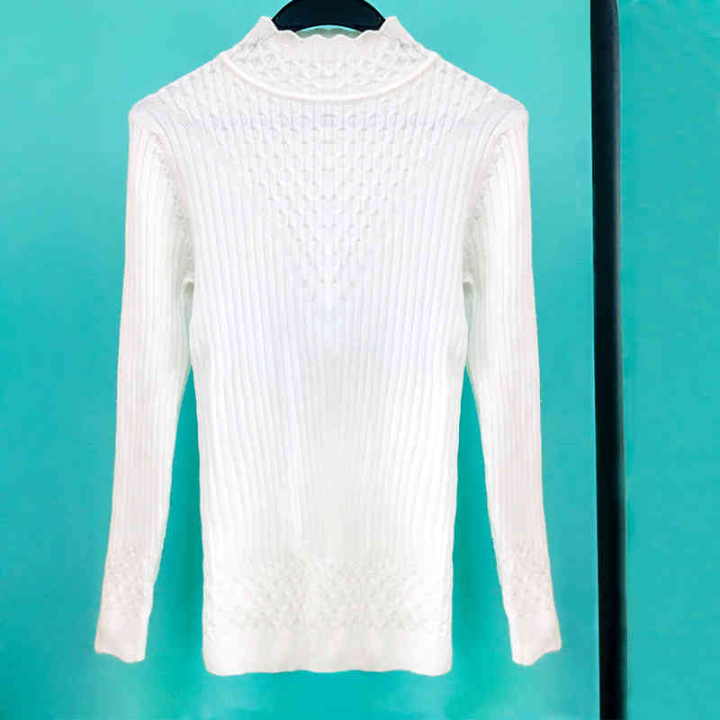 

Paris Girl Women Sweater Pullover Knitted Cotton Tops Solid Ruffles Collar Jumper Print Long Sleeve Sweaters 210524, Apricot