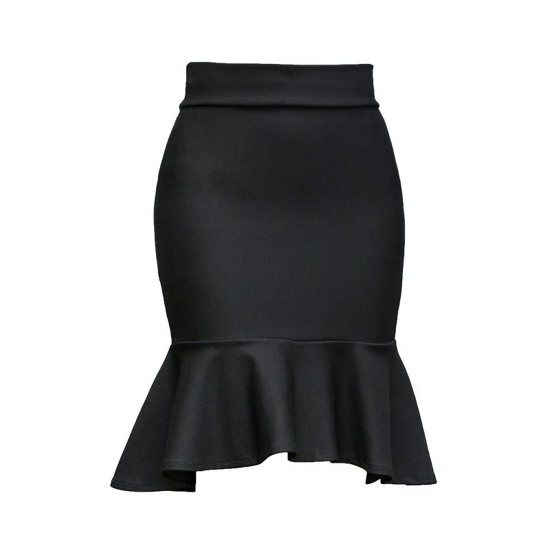 

Skirts Women Autumn High Waist Elegant Slim Stretch Trumpet Skirt OL Lady Office Work Wear Female Midi Black Wrap