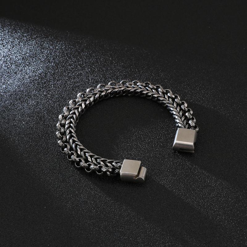 

Link, Chain Man's Jewelry 230*13mm Stainless Steel 316 Retro Black Double Layer Link Bracelet Men Jewels Store JB120015-KFC