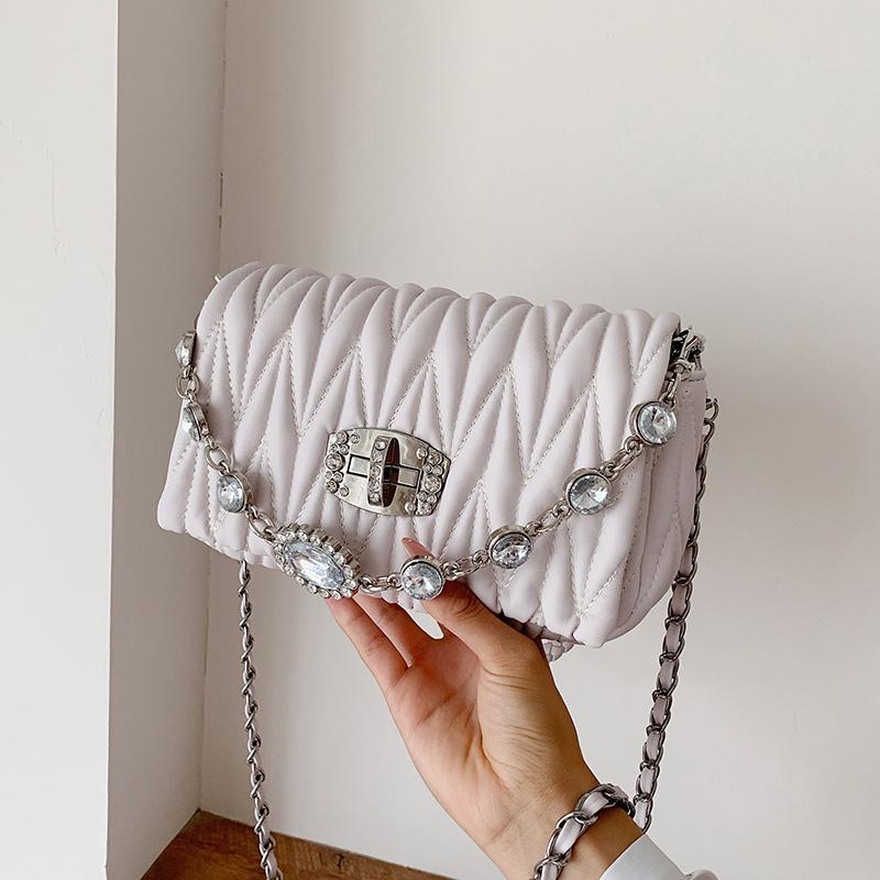 

Cross Body Fashion Diamond Square Bag Shoulder Messenger Bags For Women Handbags Female PU Leather Pleated Crossbody Gift, Purple