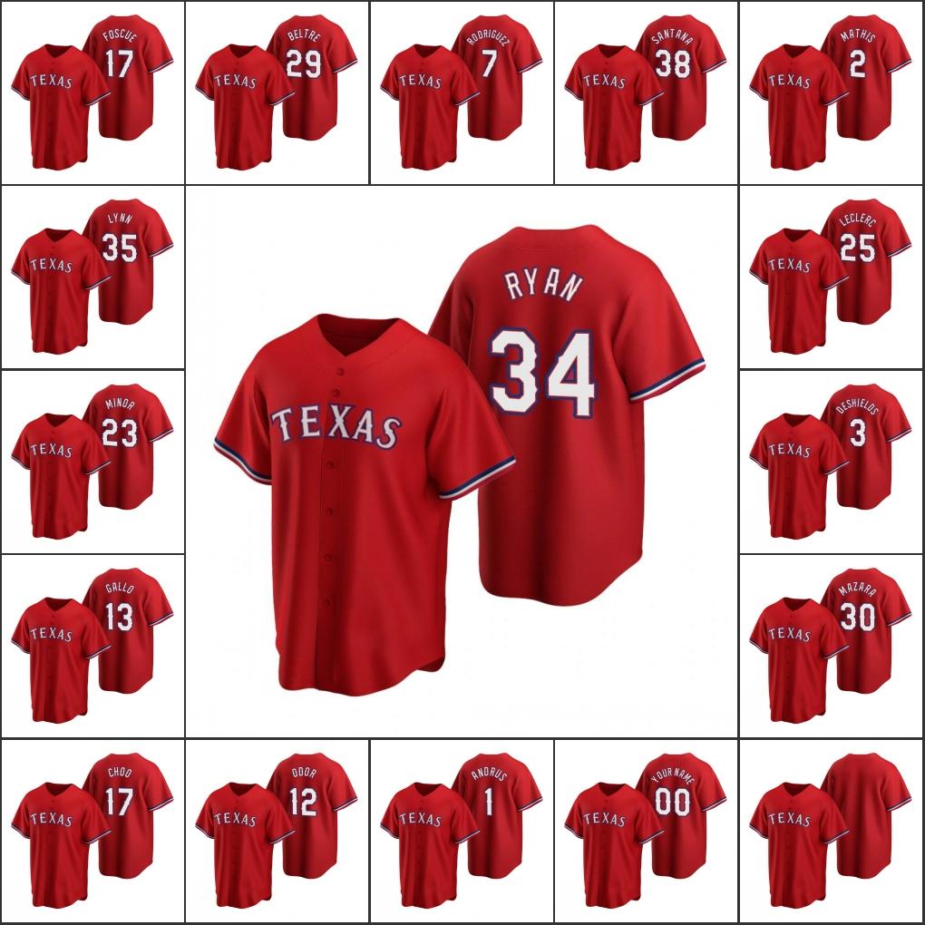 

Texas Rangers Men #12 Rougned Odor 34 Nolan Ryan 29 Adrian Beltre 17 Foscue Custom Women Youth Red 2020 Replica Alternate Jersey, Blue;black