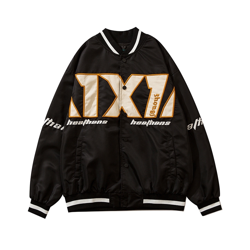

2021heathans autumn and winter national Baseball Jacket embroidered single breasted basic casual fashion jacket, Green