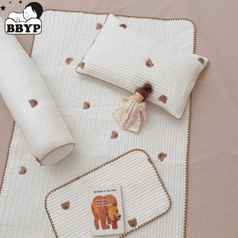 

Mats Kids Mattress Cotton Cartoon Embroidery Bear Pillowcase Game Blanket Cushion