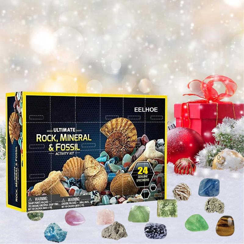 

Christmas Decorations Gemstone Advent Calendar Rocks Storage Gift Box For Kids Home Decor Give Child High-Quality Educational Suitable