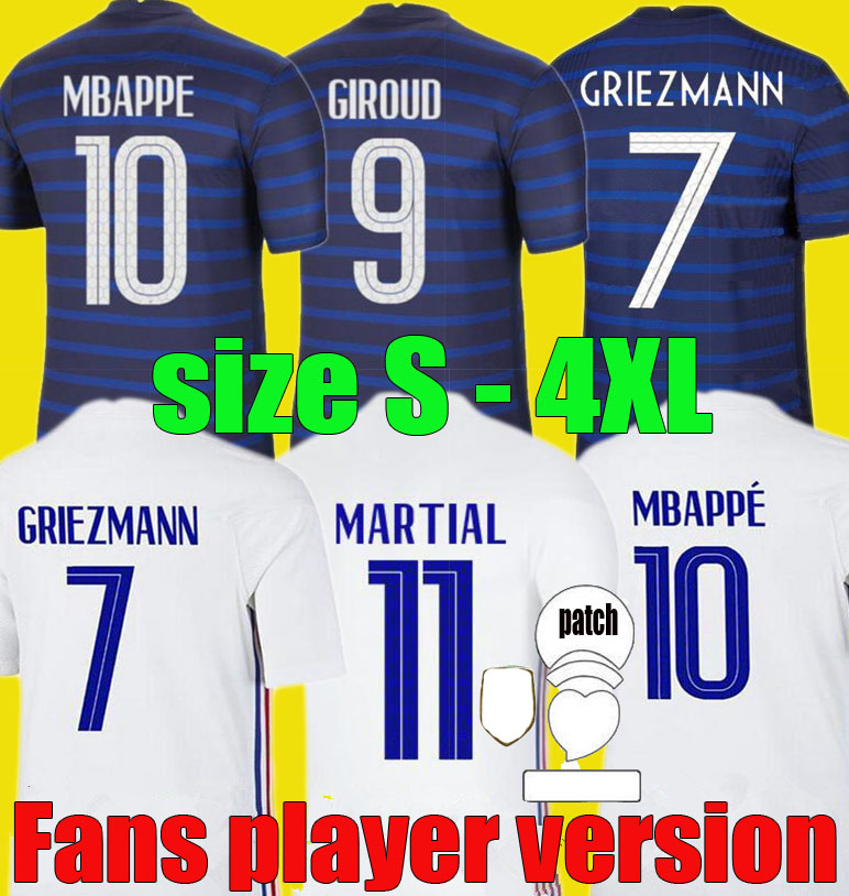 

Fans player version 2021 2022 FRANCE MBAPPE GRIEZMANN Soccer jersey 21 22 KANTE THAUVIN Football shirts POGBA maillot de foot size  - 4XL, 1986 argentina home