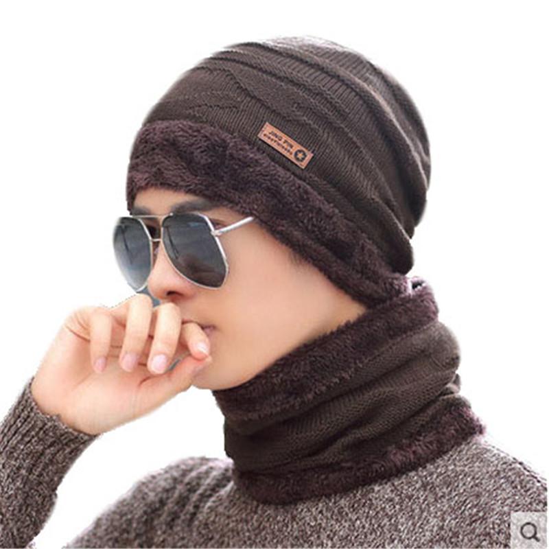 

Hats, Scarves & Gloves Sets 2021 Women Men Camping Hat Scarf Set Winter Plus Velvet Warm Hats Baggy Wool Fleece Cap + Neckerchief Boys Girl