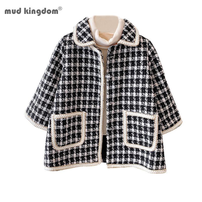 

Sets Mudkingdom Fashion Winter Autumn Girls Coat Warm Wool Heavyweight Plaid Overcoat For Kids Outerwear Jacket Toddler Clothes, Blue