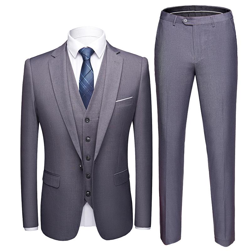 

Men's Suits & Blazers ( Jacket + Vest Pants ) Boutique Fashion Solid Color Casual Business Suit High-end Brand Formal Groom Wedding Dress, White;black