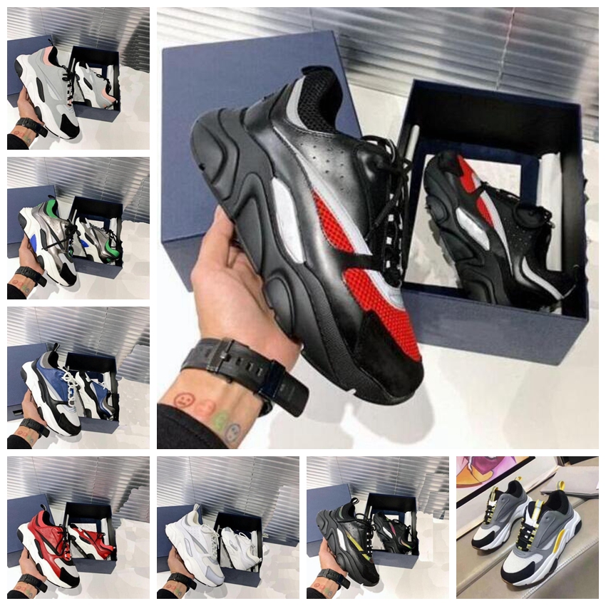 

quality B22 mens designer shoes White Leather Calfskin Sneakers Technical Knit Women Platform Sneaker Blue Grey designers Trainers with box, Light tan