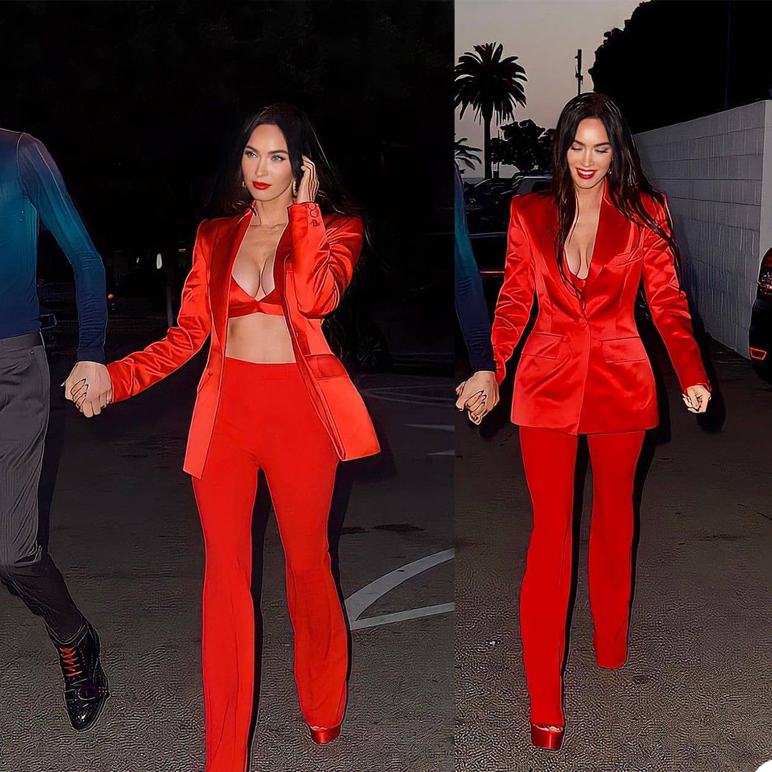 

Red Prom Blazer Suits Slim Fit 2 Pieces Women Pants Suit Leisure Loose Ladies Club Party Wedding Outfit (Jacket+Pants)
