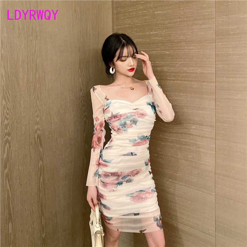 

Women's Ladies' Lace Waist Slim Long Sleeve Underpants Dres Knee-Length Office Lady 210603, Black