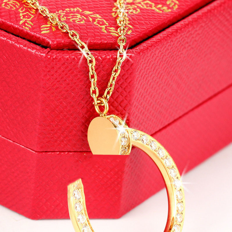 

C Pendant Necklaces nail titanium steel nelace for women, Silver