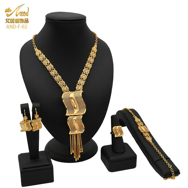 

earrings & necklace jewelry sets for women dubai african wedding collection gold color bracelet ring nigerian jewellery set, Silver