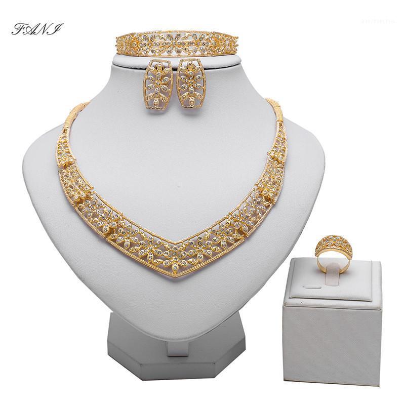 

Earrings & Necklace Fani 2022 Dubai Gold Color Brand Jewelry Set Nigerian Wedding Woman Accessories Wholesale Statement, Silver