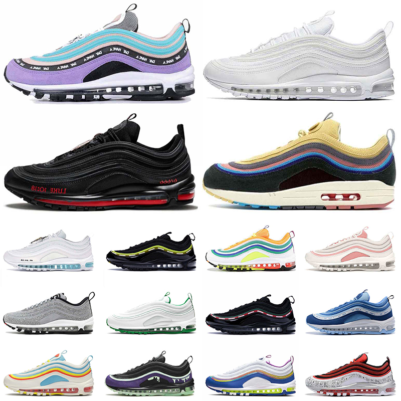 

2021 satan cushion 97s running shoes for womens mens Undefeated Black Sean Wotherspoon MSCHF x INRI Jesus Have a Day outdoor sports runner trainers sneakers, D20 gris blanc 36-45