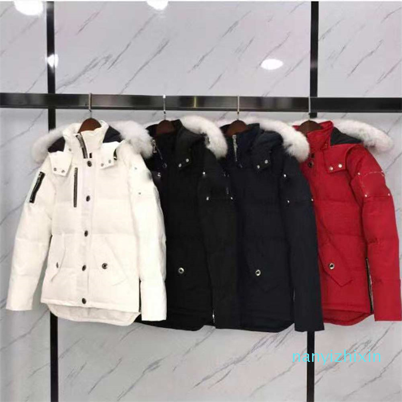

Newest Women Homme Winter Down Jacket knuckle Doudoune Parka Outerwear Big Fur Hooded Woman Moose Downs Jackets Coats x1, Flight jacket white fur dark blue