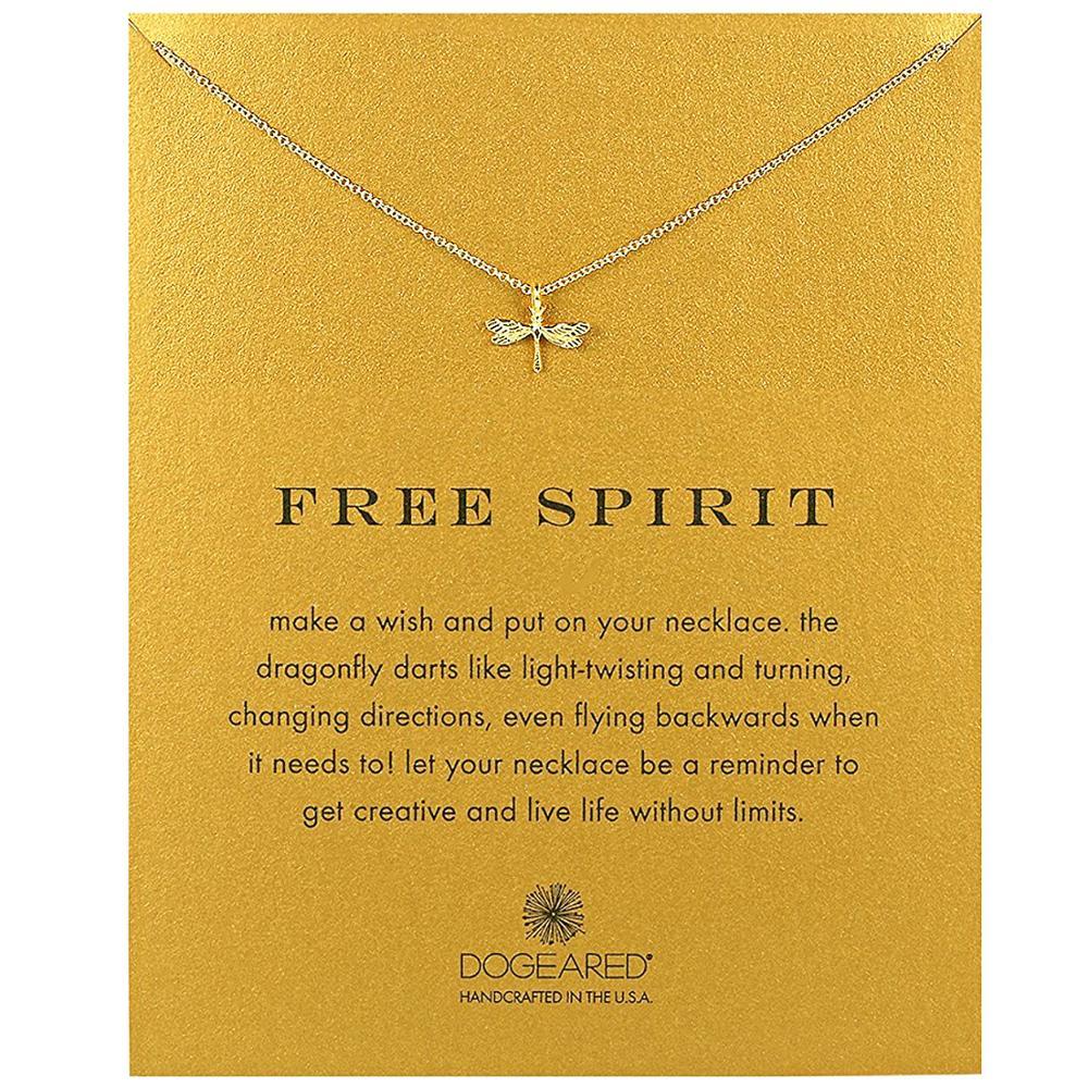 

Fashion Dragonfly Pendant Necklace Women with Card Gold Color Creative Neckalce Make A Jewelry Birthday Gift