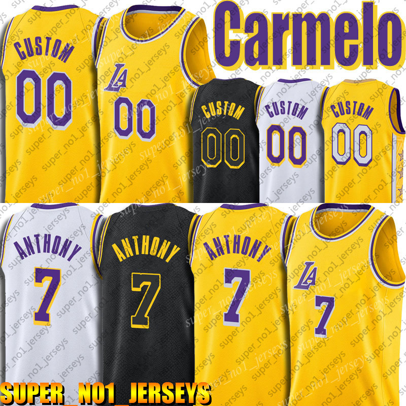 

Custom Carmelo 7 Anthony Basketball Jersey LosAngelesLakersJersey 2021-2022 Season Wayne Ellington Howard Ariza Gasol, Blue;black