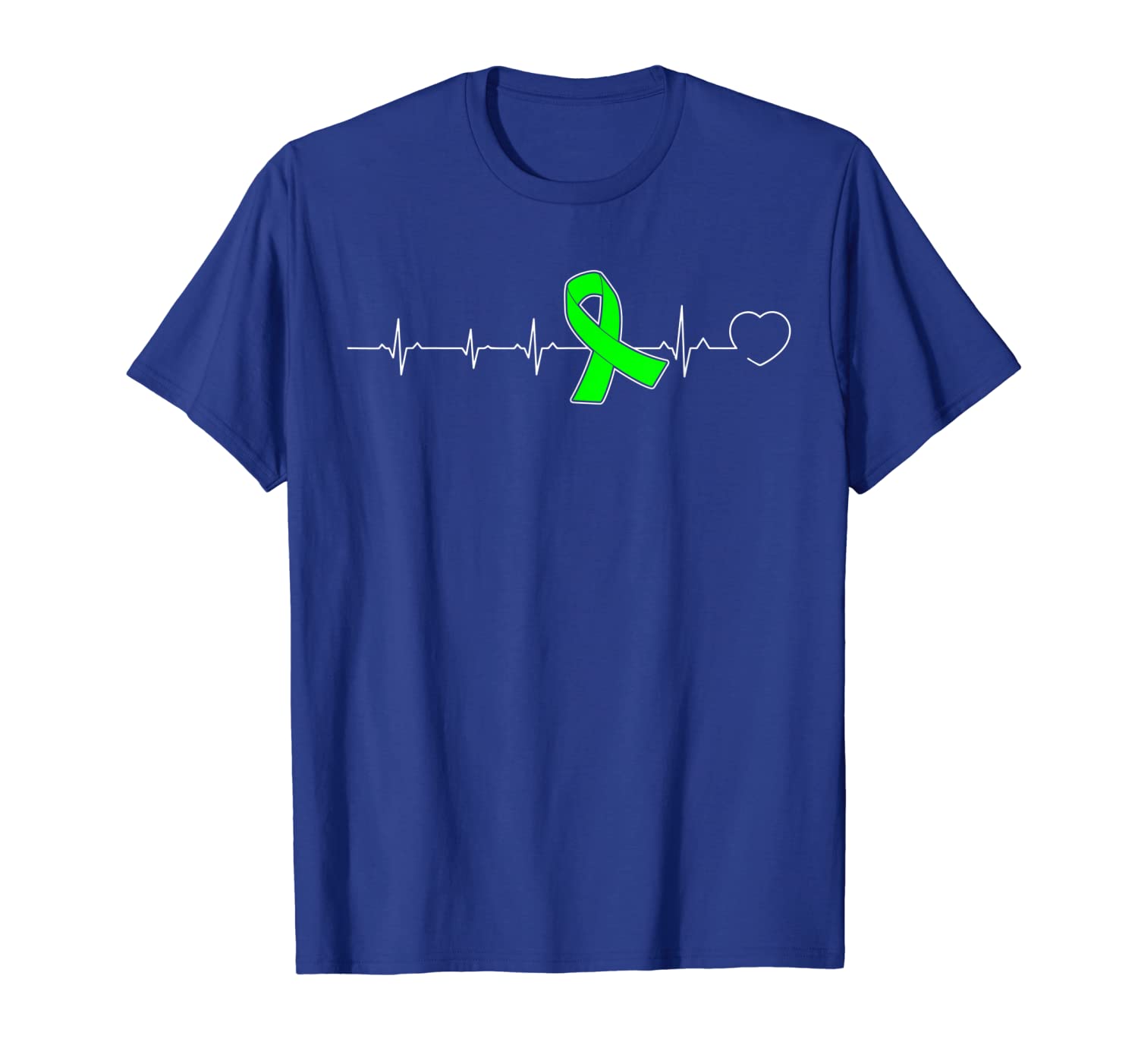 

heartbeat green ribbon celiac disease awareness tshirt, White;black