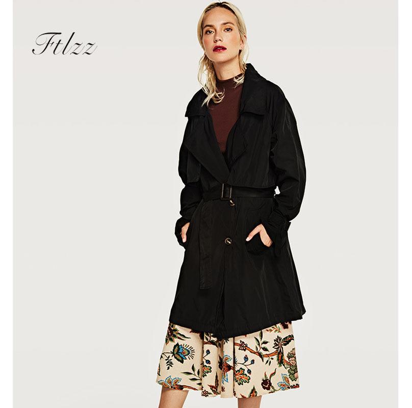 

Women' Trench Coats 2021 Spring Autumn Coat Casaco Feminina Women Slim Long Sleeve Trun-down Collar With Belt Windbreaker