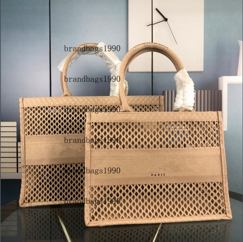 

Mesh embroidery handmade shopping bag Hollow out Designer ladies large-capacity handbags Paris Top quality handbag fashion retro style canvas bags 2021, Blue