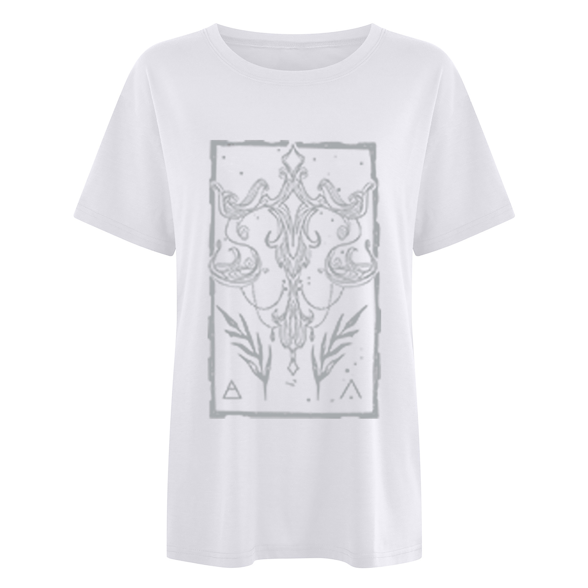 

2021 summer trend loose style t-shirt foreign art printed t-shirt, White