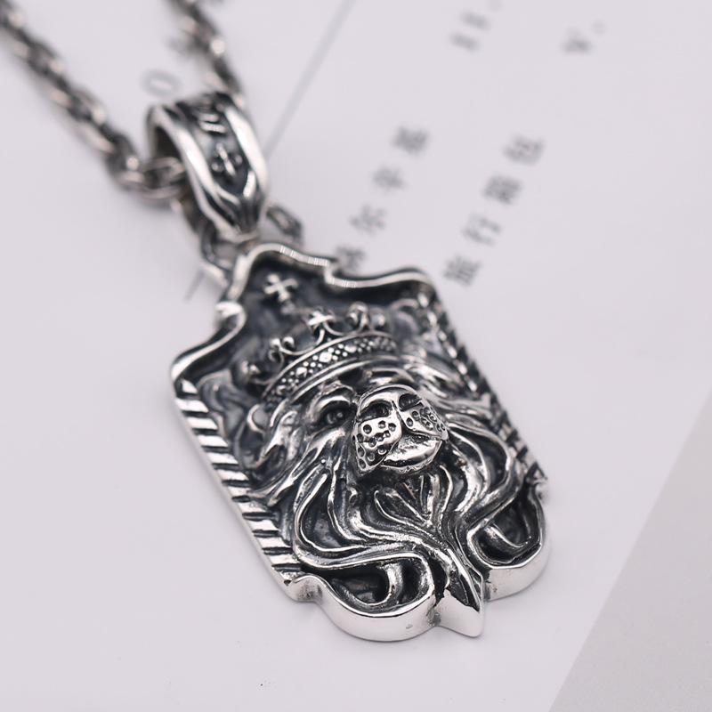 

Chains S925 Sterling Silver Real Pendant Pure Retro Personality Trend Punk Style Domineering Lion King Man Woman Necklace Fashion