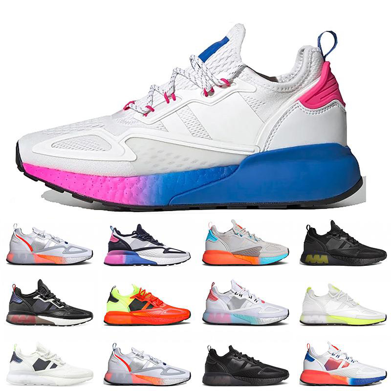 

ZX 2K Boost mens running shoes sneakers Black future Purple Tint Iridescent Shock Red Solar Red Cloud Silver Metallic White Pink Blue wo men women trainers sports shoe, Item#26