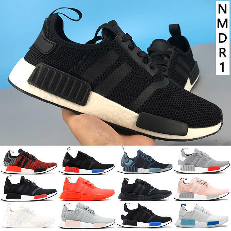 

With Box NMD R1 running shoes lush red Europe Exclusive blanch blue black monochrome Tactile Green triple white men women sneakers, 17-36-39 tactile green
