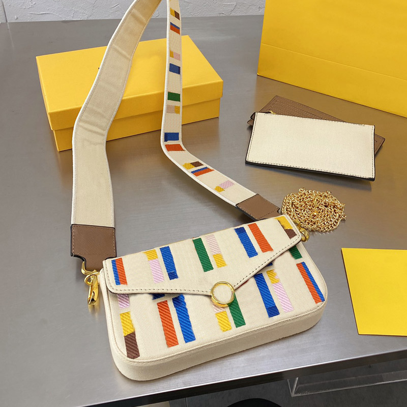 

Womens Square Messenger Bag Quality Gold Chain Crossbody Handbag Flap Letter Card Wallet Multi Color Large Capacity Three Piece Set, Box