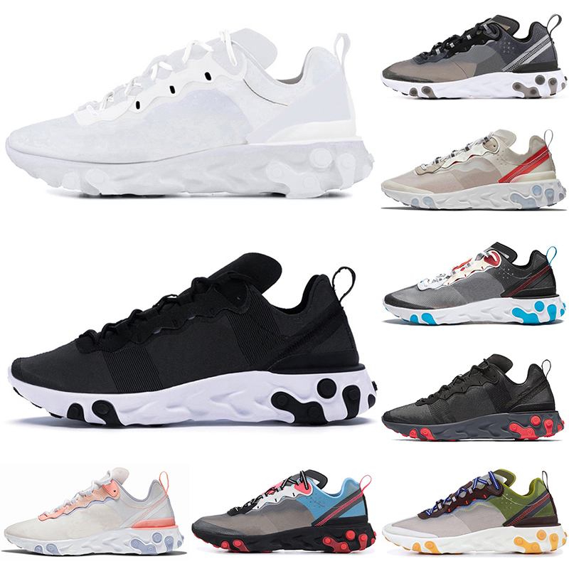 

new classic original element 55 87 react running shoes Triple Black white Anthracite Sail Dark Grey Solar Red pale pink Moss Orange Peel Royal Tint Volt Racer cool, Blue purple