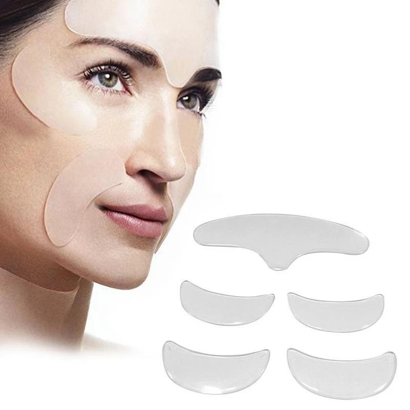 

5pcs/set Silicone Anti-Wrinkle Stickers Patch Eye Chin Forehead Skin Care Pads Silicone Reusable Face Overnight Invisible Patches