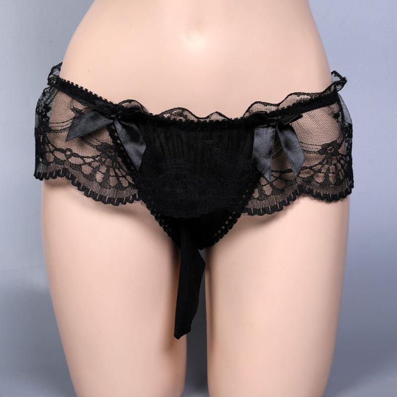 

underpants sissy pouch panties mens lace bikini briefs g-string thongs underwear knickers long peni sleeve, Black;white