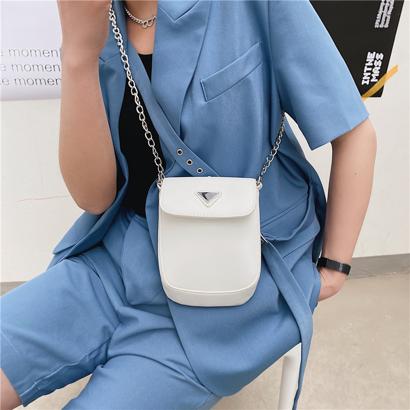 

Sole by designer Mobile Phone Bag Mini NEW chain messenger bag small fresh texture single shoulder candy color square purse, White