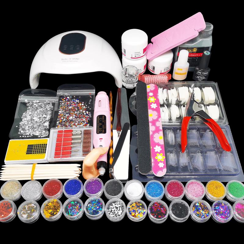 

Nail Art Kits Acrylic Kit With Drilling Machine Lamp Dryer Full Manicure Set For Powder Liquid Tips Brush Tools