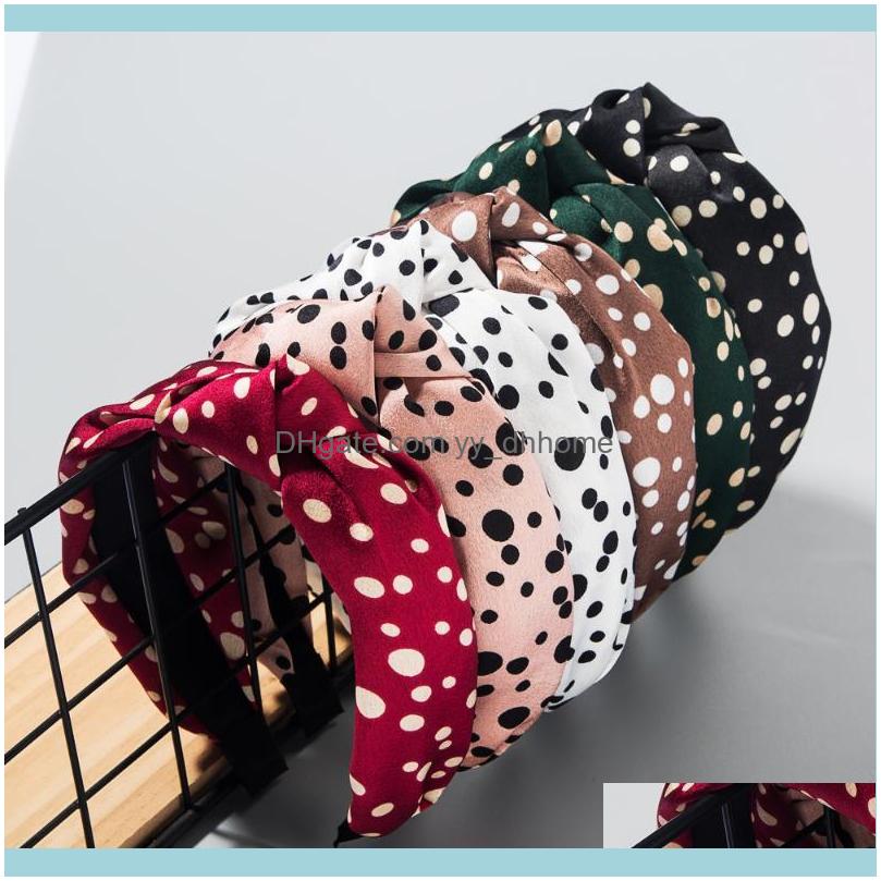 

Jewelry Jewelryknot Stripe Printing Wide Edge Bow Headband Band Fashion Ladies Point Solid Color Hair Girl Aessories Clips & Barrettes Drop
