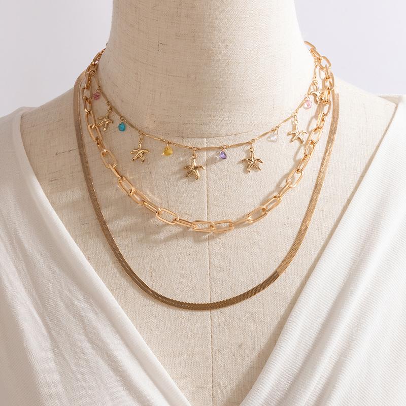 

Pendant Necklaces Bohemian Star Crystal Tassel Necklace For Women Gold Color Layered Adjustable Alloy Metal Clavicle Chain Jewelry 17