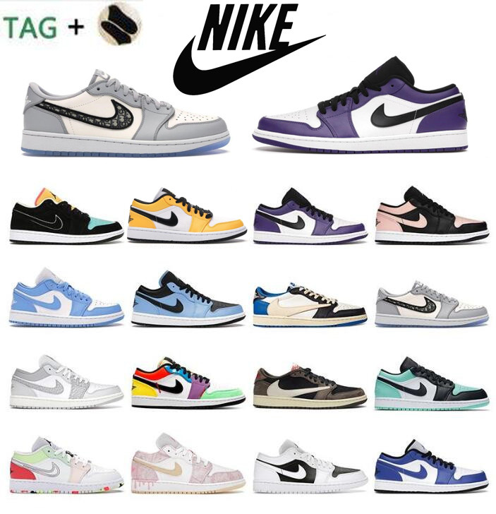 

Jumpman 1 Womens Mens 1s Low Basketball Shoes Light Smoke Grey University Gold Arctic Punch Paris Court Purple Obsidian Sports Trainers Sneakers 36-45, 32