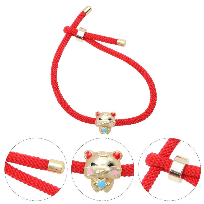 

Charm Bracelets Woven Braided Rope Bracelet Copper Tiger Bead Year Gift